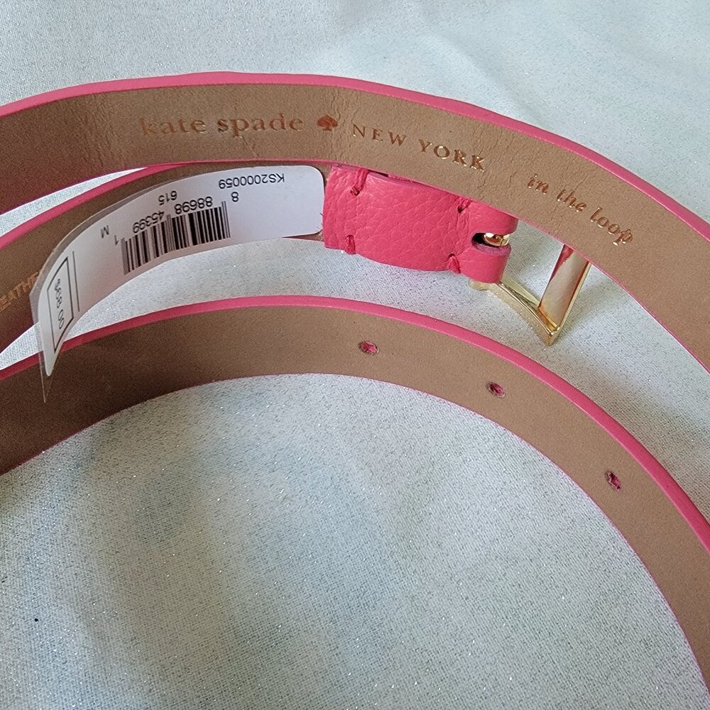 NWT KATE SPADE Fuschia Leather Bow Belt - Picture 3 of 7